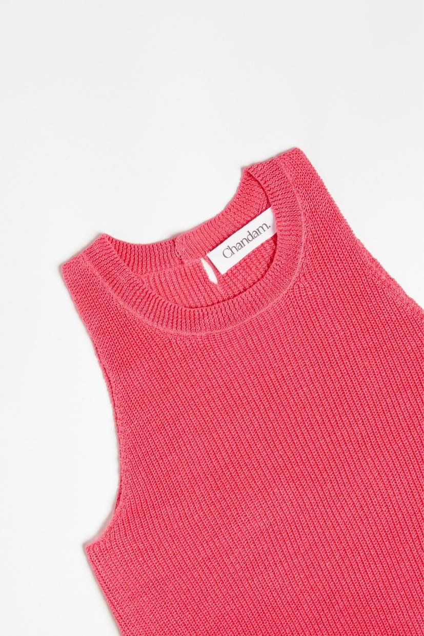 haut-lin-francais-rose-bonbon-femme-made-in-France-master-of-linen-col-rond-cotes-perlees