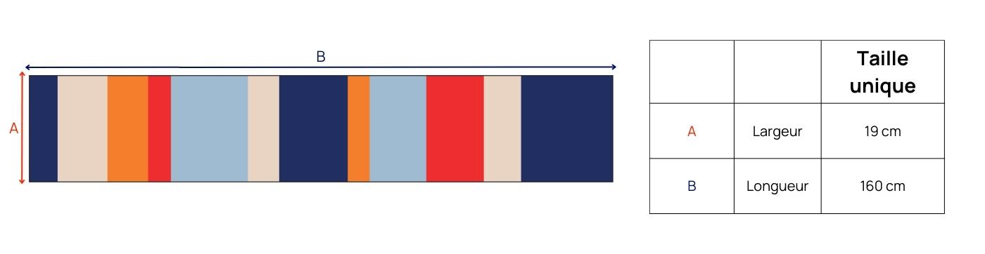 écharpe made in France tricotée à Nice à la demande en jersey double 100% laine mérinos d'Arles coloris rouge orange bleu ecru
