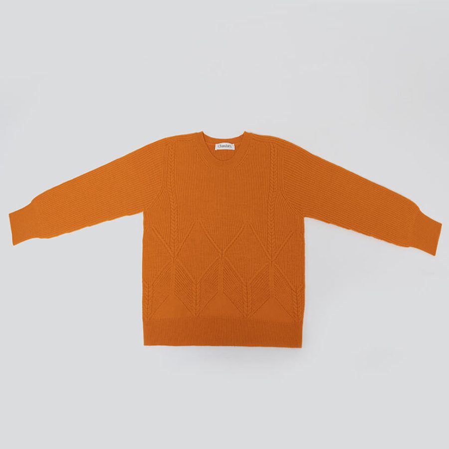 pull en laine orange 100% mérinos